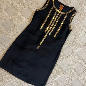 TORY BURCH  Black  Sequin Embellished Silk Dress Size 8